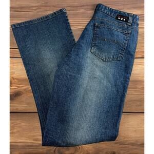 Vintage Y2K Mudd Flare Jeans Size 5 Short Thigh Fade 29" Inseam Dark Blue Wash
